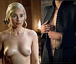 Emilia Clarke And Nathalie Emmanuel Showing Their Plots - From Game Of Thrones'